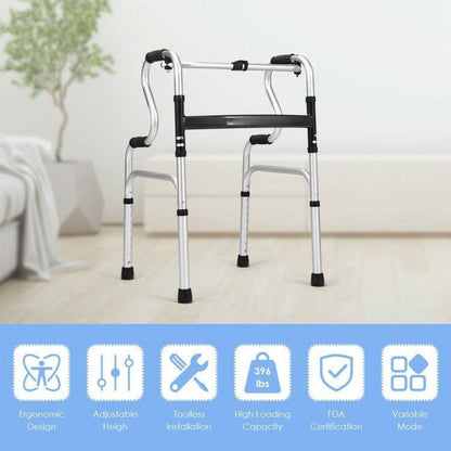 One-Button Folding Aluminum Walking Frame Walker 75903461 - YOURISHOP.COM