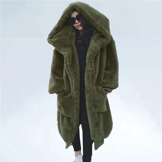 Oversized Winter Faux Fur Coat Women Parka Long Warm Faux Fur Jacket Coats Hoodies Loose Winter Coat Outwear Casaco Feminino - YOURISHOP.COM