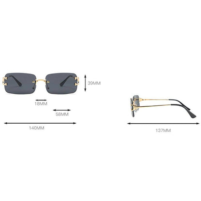 Peekaboo blue rectangular sunglasses rimless men metal fashion square sun glasses for women gradient lens frameless 2021 uv400 - YOURISHOP.COM