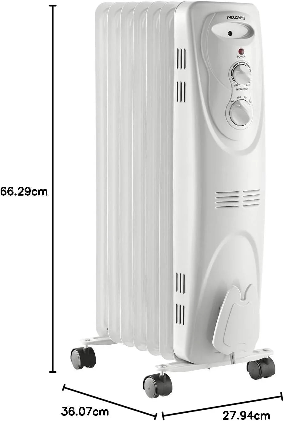 [Pelonis PHO15A2AGW] Electric Oil Filled Radiator Heater | 1500W | White - YOURISHOP.COM