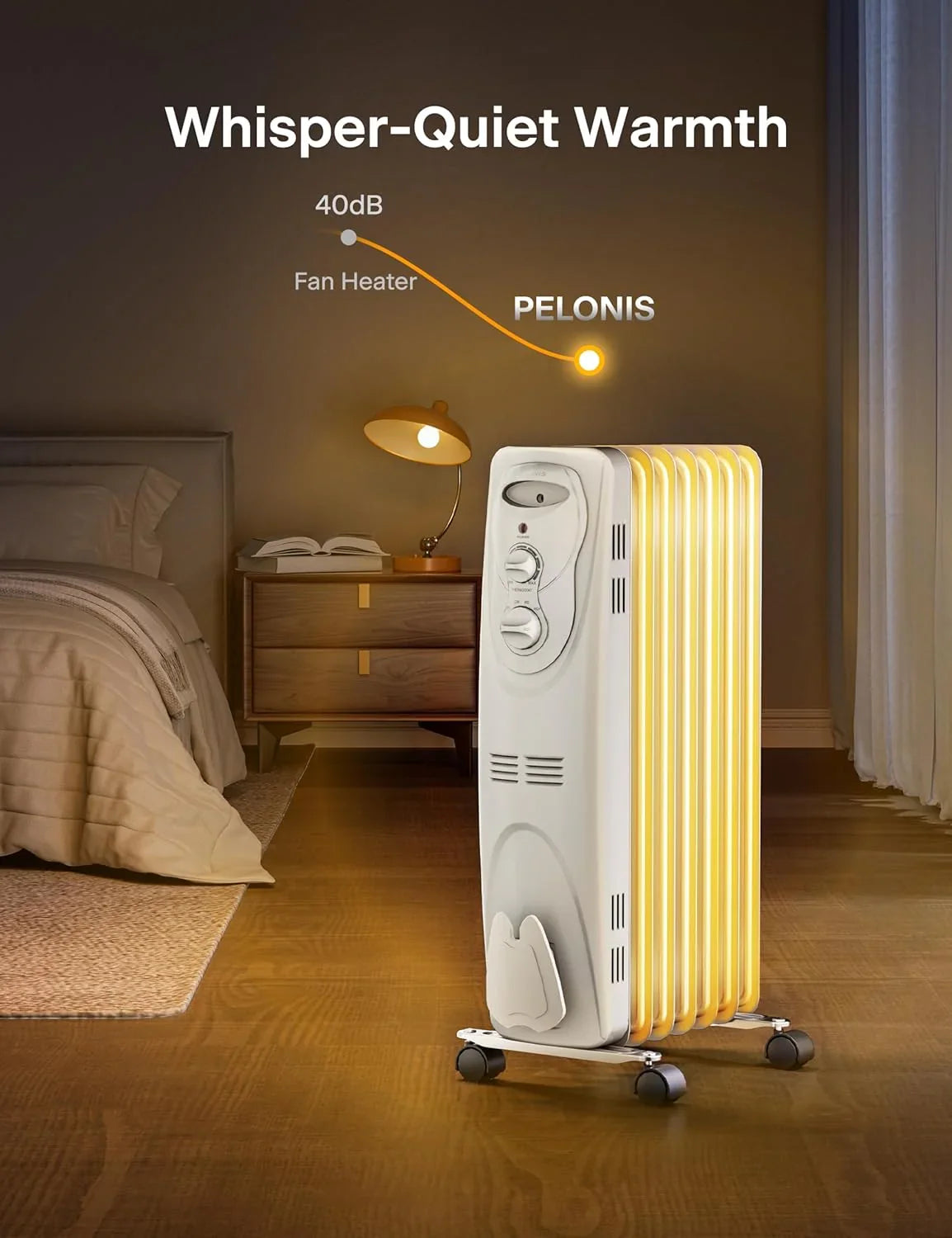 [Pelonis PHO15A2AGW] Electric Oil Filled Radiator Heater | 1500W | White - YOURISHOP.COM