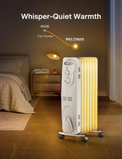 [Pelonis PHO15A2AGW] Electric Oil Filled Radiator Heater | 1500W | White - YOURISHOP.COM