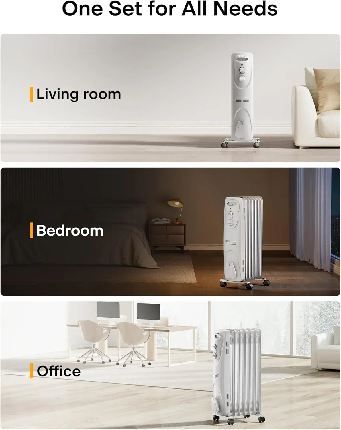 [Pelonis PHO15A2AGW] Electric Oil Filled Radiator Heater | 1500W | White - YOURISHOP.COM