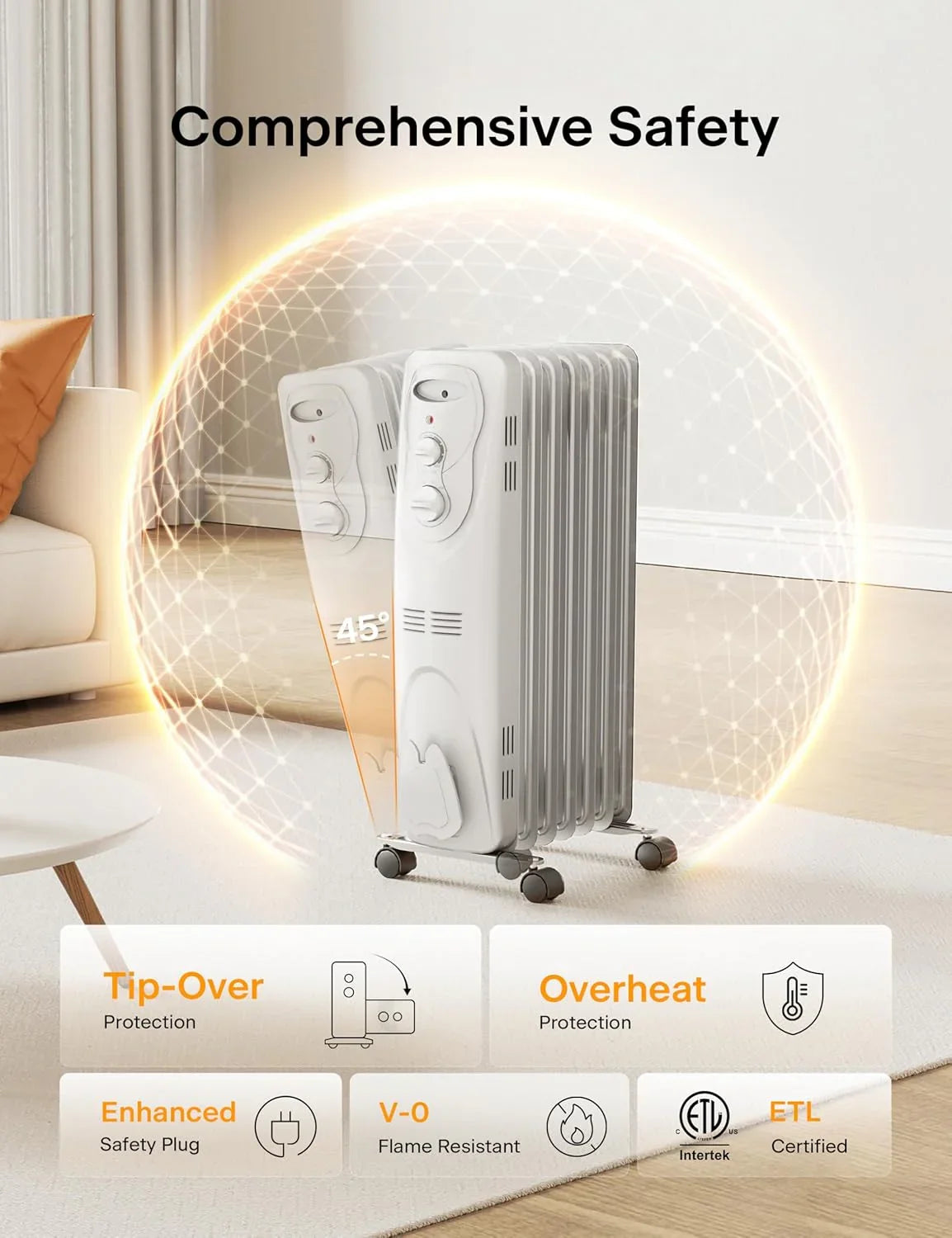 [Pelonis PHO15A2AGW] Electric Oil Filled Radiator Heater | 1500W | White - YOURISHOP.COM