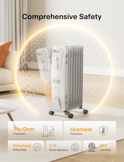 [Pelonis PHO15A2AGW] Electric Oil Filled Radiator Heater | 1500W | White - YOURISHOP.COM