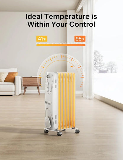 [Pelonis PHO15A2AGW] Electric Oil Filled Radiator Heater | 1500W | White - YOURISHOP.COM