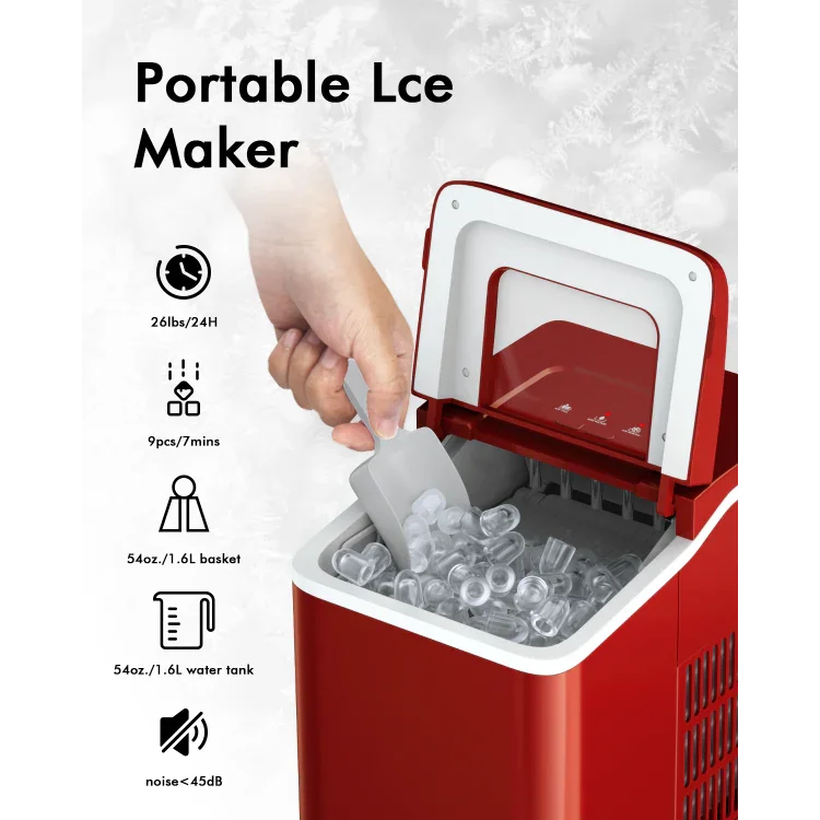Portable Ice Maker 26lbs/24h | Party Ice Machine Countertop | Costway EP24744US - YOURISHOP.COM