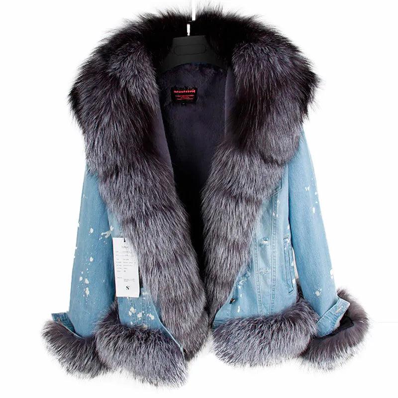 real fur women Short parka coat winter jacket real natural fox fur coat thick warm fur parkas - YOURISHOP.COM