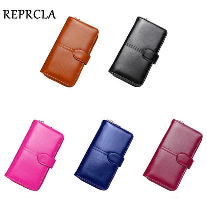 REPRCLA Women Leather Clutch Wallet Designer Large Capacity Card Holder Money Bag Female Purse Wristband Wallets Carteira - YOURISHOP.COM