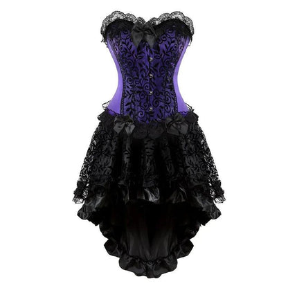 Sapubonva victorian corset dress gothic cosplay costume halter corset sexy vintage corset bustier skirt fashion plus size purple - YOURISHOP.COM