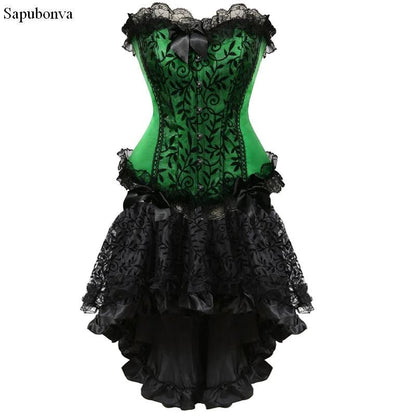 Sapubonva victorian corset dress gothic cosplay costume halter corset sexy vintage corset bustier skirt fashion plus size purple - YOURISHOP.COM