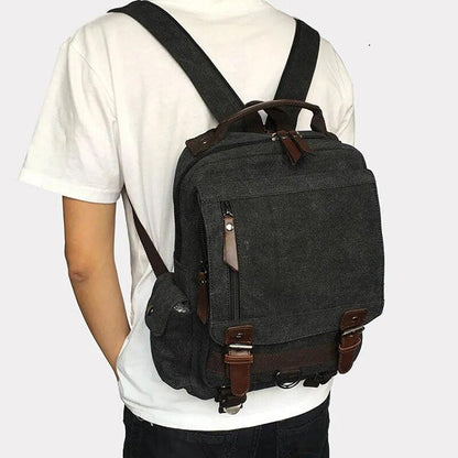 Scione Small Canvas Backpack Men Travel Back Pack Multifunctional Shoulder Bag - YOURISHOP.COM