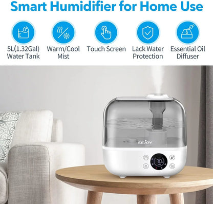 SEJOY 5L Humidifiers for Bedroom Large Capacity Low Noise for Home Office Ultrasonic Mist Humidifier - YOURISHOP.COM