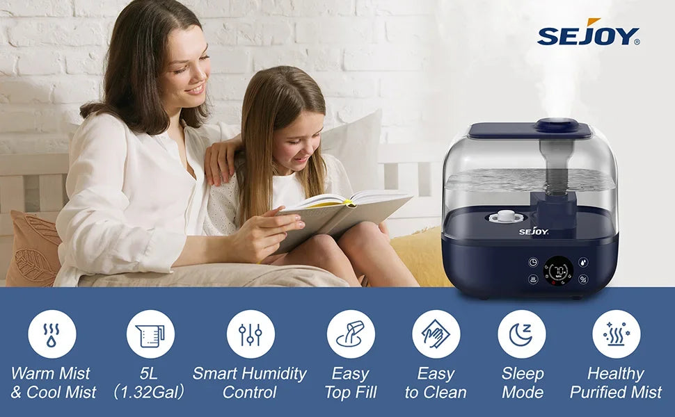 SEJOY 5L Humidifiers for Bedroom Large Capacity Low Noise for Home Office Ultrasonic Mist Humidifier - YOURISHOP.COM