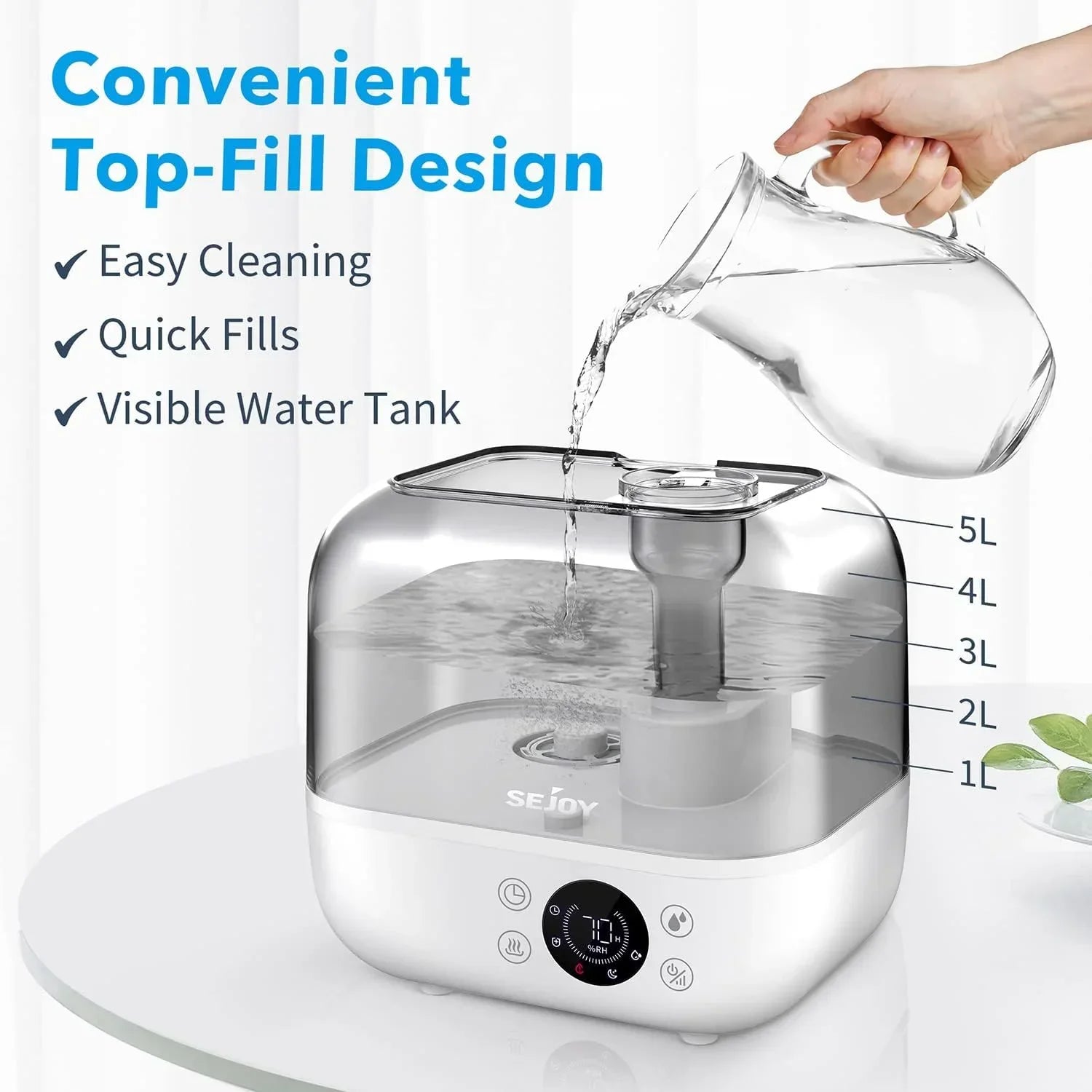 SEJOY 5L Humidifiers for Bedroom Large Capacity Low Noise for Home Office Ultrasonic Mist Humidifier - YOURISHOP.COM