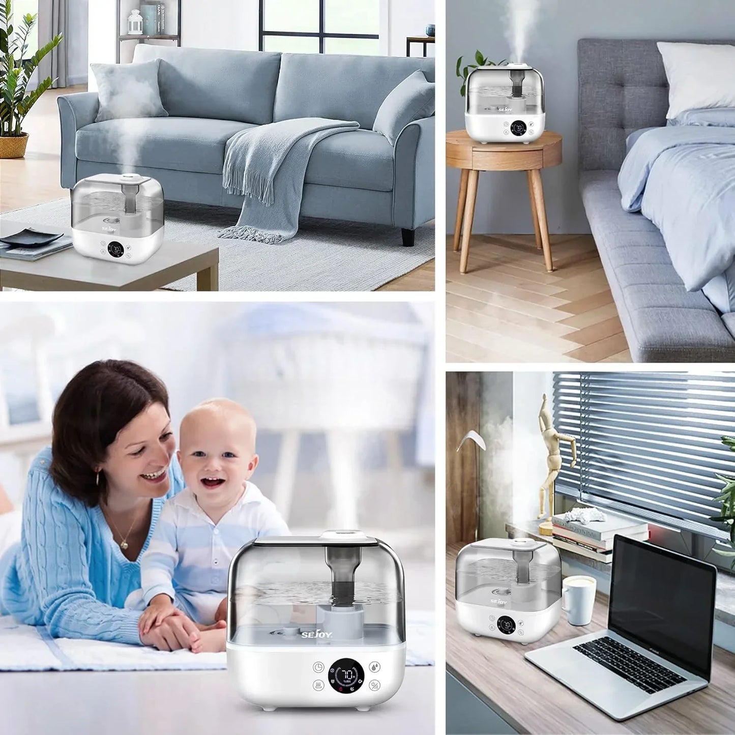 SEJOY 5L Humidifiers for Bedroom Large Capacity Low Noise for Home Office Ultrasonic Mist Humidifier - YOURISHOP.COM