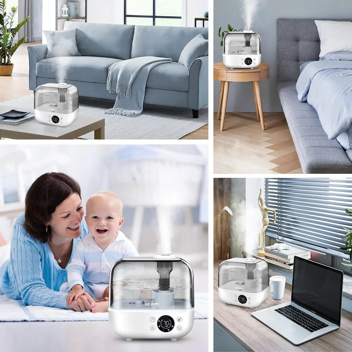 SEJOY 5L Humidifiers for Bedroom Large Capacity Low Noise for Home Office Ultrasonic Mist Humidifier - YOURISHOP.COM