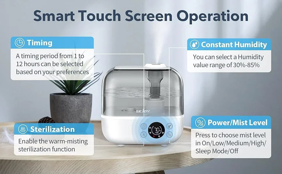 SEJOY 5L Humidifiers for Bedroom Large Capacity Low Noise for Home Office Ultrasonic Mist Humidifier - YOURISHOP.COM