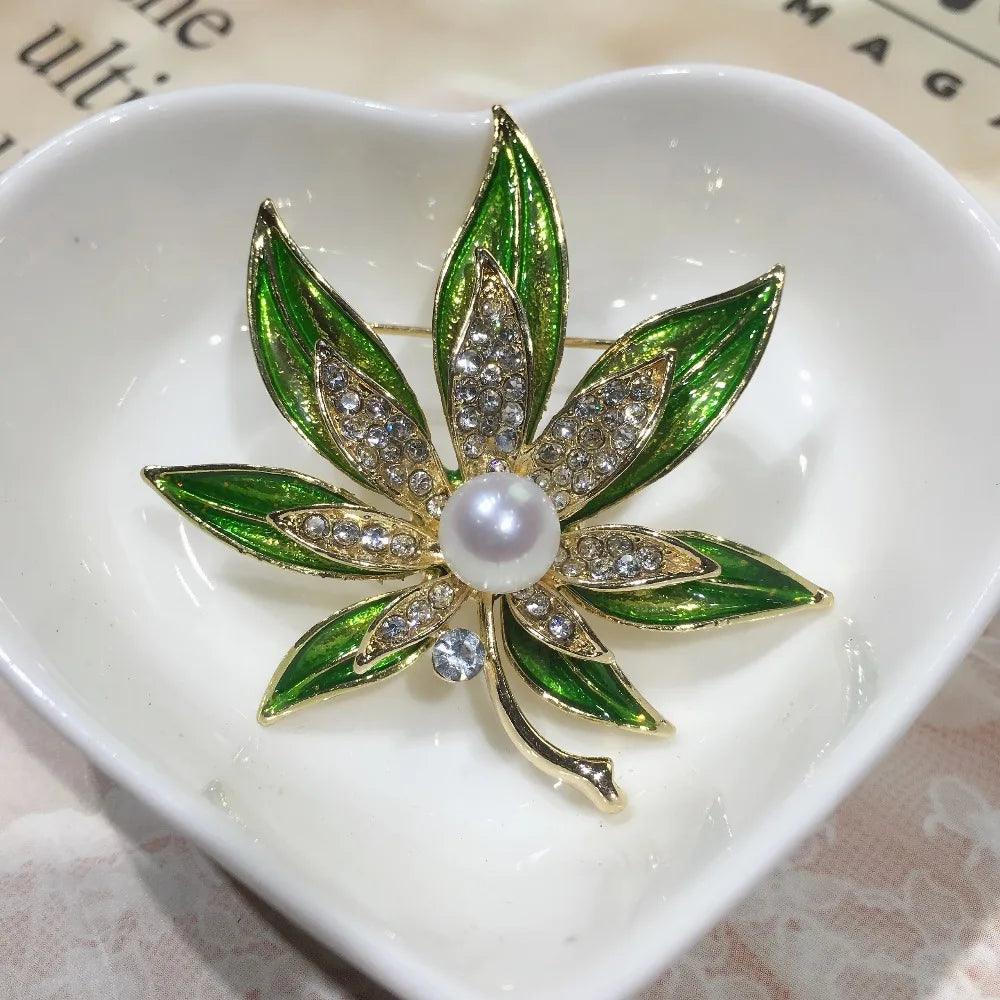 SHDIYAYUN 2019 New Leaf Brooch Natural Freshwater Pearl Brooch Simple Enamel Pins for Women Wedding Jewelry Women's Accessories - YOURISHOP.COM