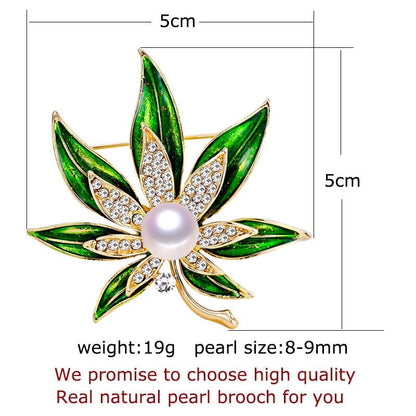 SHDIYAYUN 2019 New Leaf Brooch Natural Freshwater Pearl Brooch Simple Enamel Pins for Women Wedding Jewelry Women's Accessories - YOURISHOP.COM