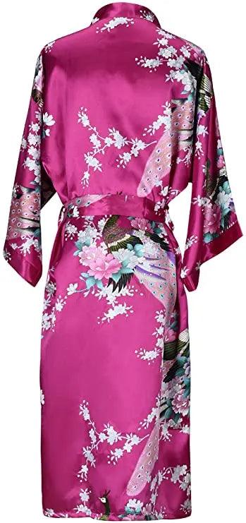 Silk Satin Wedding Bride Bridesmaid Robe Floral Bathrobe Short Kimono Robe Night Robe Bath Robe Fashion Dressing Gown For Women - YOURISHOP.COM