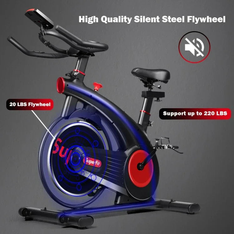 Stationary Exercise Bike 40362178, Silent Belt with 20LBS Flywheel - YOURISHOP.COM
