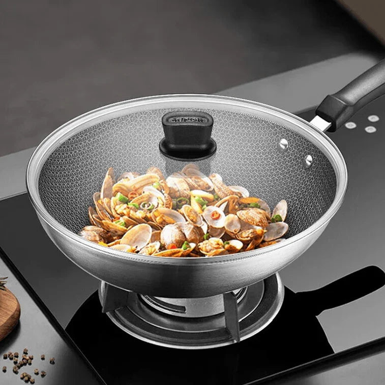 Supor high-grade crystal stainless steel frying pan CC32JA19, non-stick pan, 32 cm diameter - YOURISHOP.COM