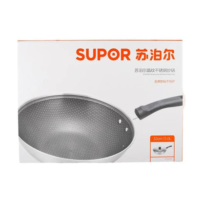 Supor high-grade crystal stainless steel frying pan CC32JA19, non-stick pan, 32 cm diameter - YOURISHOP.COM