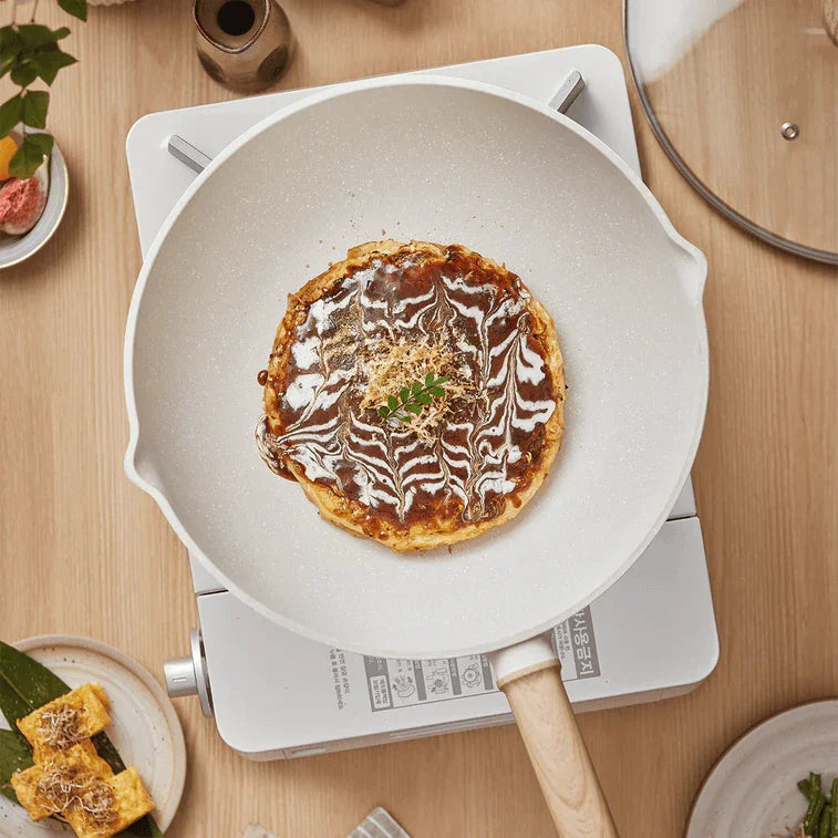 Supor Star Stone Light Cast Frying Pan EC32LBP01 Cool Stone Series Non-stick Household Frying Pan White 32 cm Diameter - YOURISHOP.COM