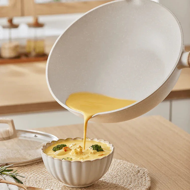 Supor Star Stone Light Cast Frying Pan EC32LBP01 Cool Stone Series Non-stick Household Frying Pan White 32 cm Diameter - YOURISHOP.COM