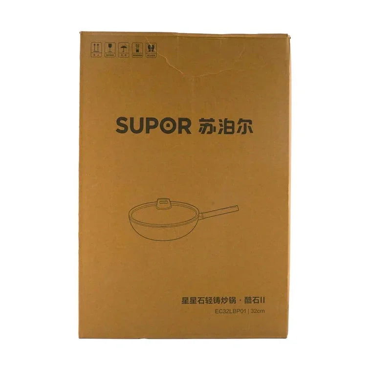 Supor Star Stone Light Cast Frying Pan EC32LBP01 Cool Stone Series Non-stick Household Frying Pan White 32 cm Diameter - YOURISHOP.COM