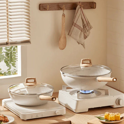 Supor Star Stone Light Cast Frying Pan EC32LBP01 Cool Stone Series Non-stick Household Frying Pan White 32 cm Diameter - YOURISHOP.COM