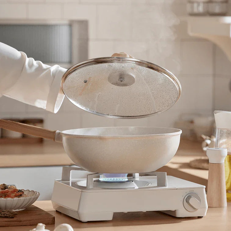 Supor Star Stone Light Cast Frying Pan EC32LBP01 Cool Stone Series Non-stick Household Frying Pan White 32 cm Diameter - YOURISHOP.COM