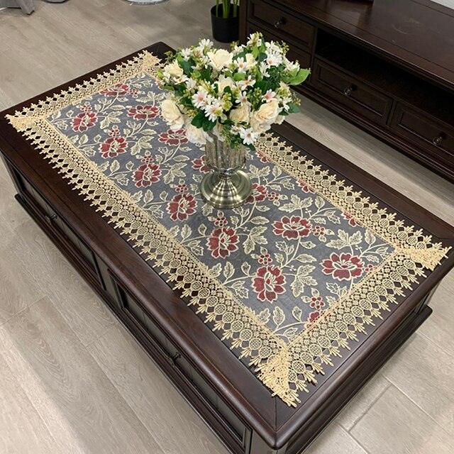 Tablecloth Rectangle Table Cloth European Embroidered Coffee Table Cover Table Western Tea flower Solid Color Fabric Lace Book - YOURISHOP.COM