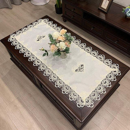 Tablecloth Rectangle Table Cloth European Embroidered Coffee Table Cover Table Western Tea flower Solid Color Fabric Lace Book - YOURISHOP.COM