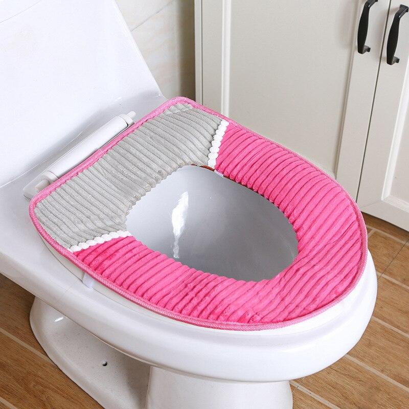 Thickened Warm Toilet Seat Cover WC Mat Thick Washable Velvet Cushion Toilet Cover Closestool Mat Seat Case Bathroom Accessories - YOURISHOP.COM