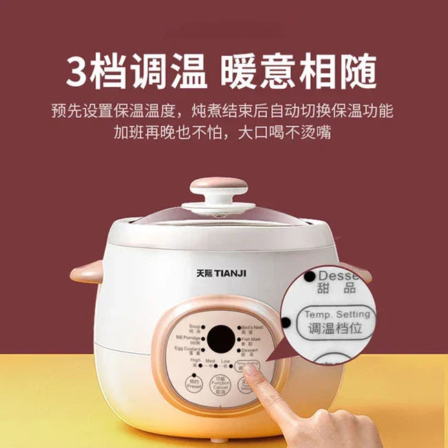 TONZE Electric Stew Pot dgd10-10bag, Ceramic Soup Porridge Cooker, 1L, White - YOURISHOP.COM