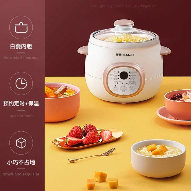 TONZE Electric Stew Pot dgd10-10bag, Ceramic Soup Porridge Cooker, 1L, White - YOURISHOP.COM
