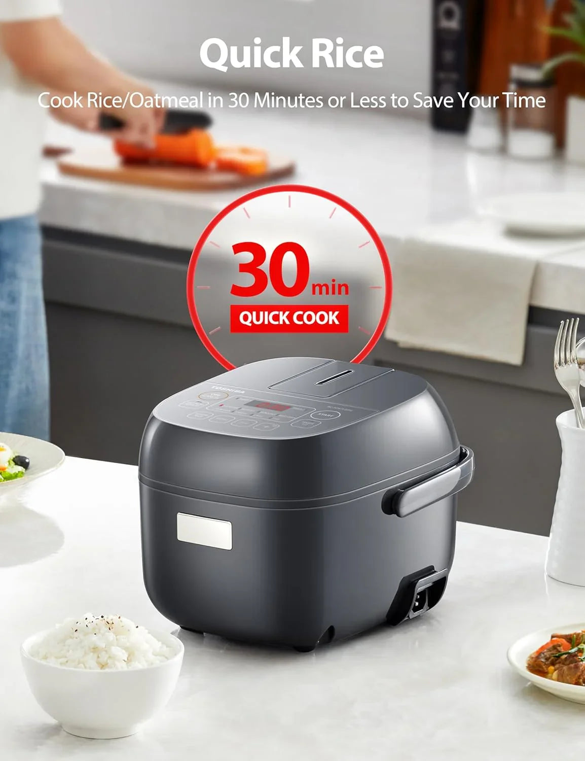 TOSHIBA Rice Cooker RC-5DSTCA(H) | 3 Cups | NonStick Inner Pot | Grey - YOURISHOP.COM