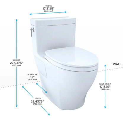Toto MS626124CEFG#01 Aimes Toilet with SoftClose Seat | Elongated | 1.28 GPF - YOURISHOP.COM