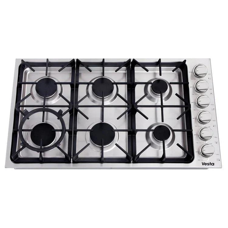 Vesta Gas Cooktop Vermont VCG-VERMONT-36SS | 36'' | Stainless Steel | Professional Design - YOURISHOP.COM