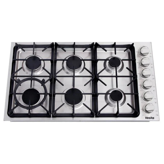 Vesta Gas Cooktop Vermont VCG-VERMONT-36SS | 36'' | Stainless Steel | Professional Design - YOURISHOP.COM