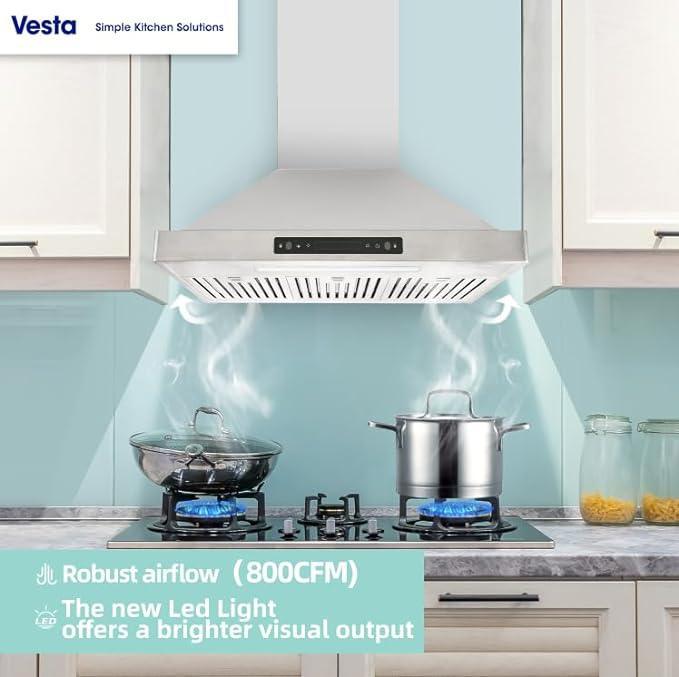 Vesta Range Hood Brussels | 800CFM | 30'' | Stainless Steel | Baffle Filters - YOURISHOP.COM