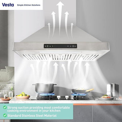 Vesta Range Hood Brussels | 800CFM | 30'' | Stainless Steel | Baffle Filters - YOURISHOP.COM