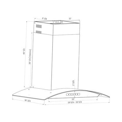 Vesta Range Hood VRH-AMSTERDAM | Wall-Mounted | 30“ | 800CFM - YOURISHOP.COM