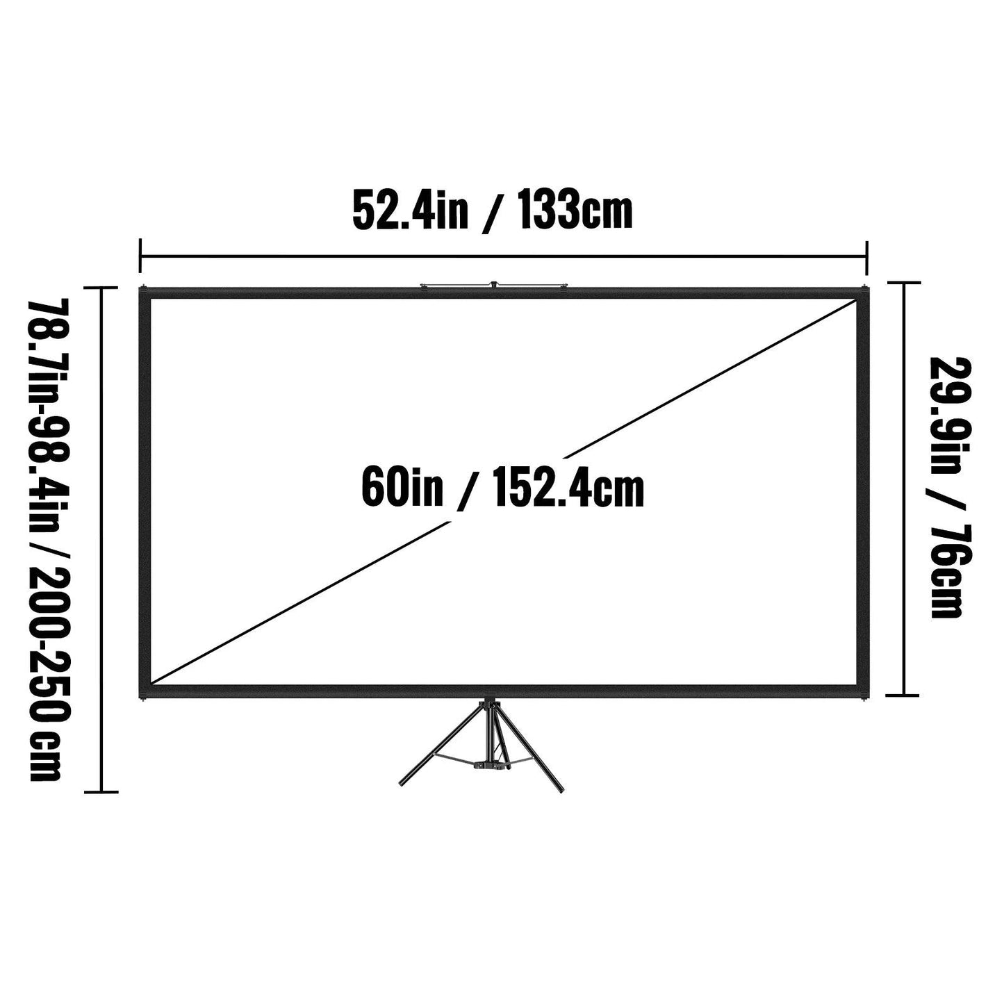 VEVOR 60 70 80 90 100 110 Inch Tripod Projector Screen W/ Stand 16:9 4K HD Portable Home Cinema for Indoor & Outdoor Projection - YOURISHOP.COM