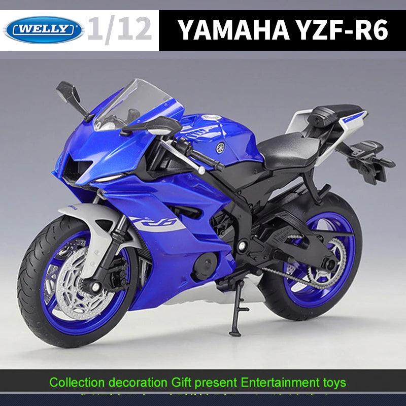 WELLY 1:12 2020 YAMAHA YZF-R6 Diecast Motorcycle Model Heavy Duty Travel Diecast Motorcycle Alloy Toy Car Collection Kid B493 - YOURISHOP.COM