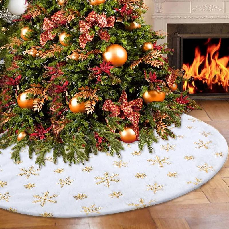 White Christmas Tree Skirt Plush Faux Fur Xmas Tree Carpet Merry Christmas Tree Decorations Ornament New Year Navidad Home Decor - YOURISHOP.COM