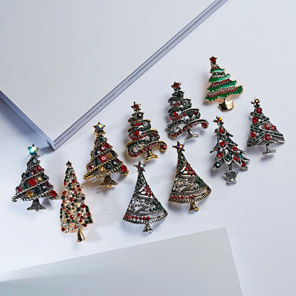 Wholesale Vintage Multicolor Crystal Christmas Tree Brooches Man Women's Full Rhinestone Brooch Pins Fashion Jewelry Xmas Gift - YOURISHOP.COM