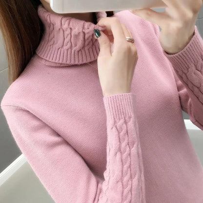 Women Sweater Turtleneck Pullovers Autumn Winter Sweaters New 2023 Long Sleeves Thick Warm Female Sweater Khaki - YOURISHOP.COM